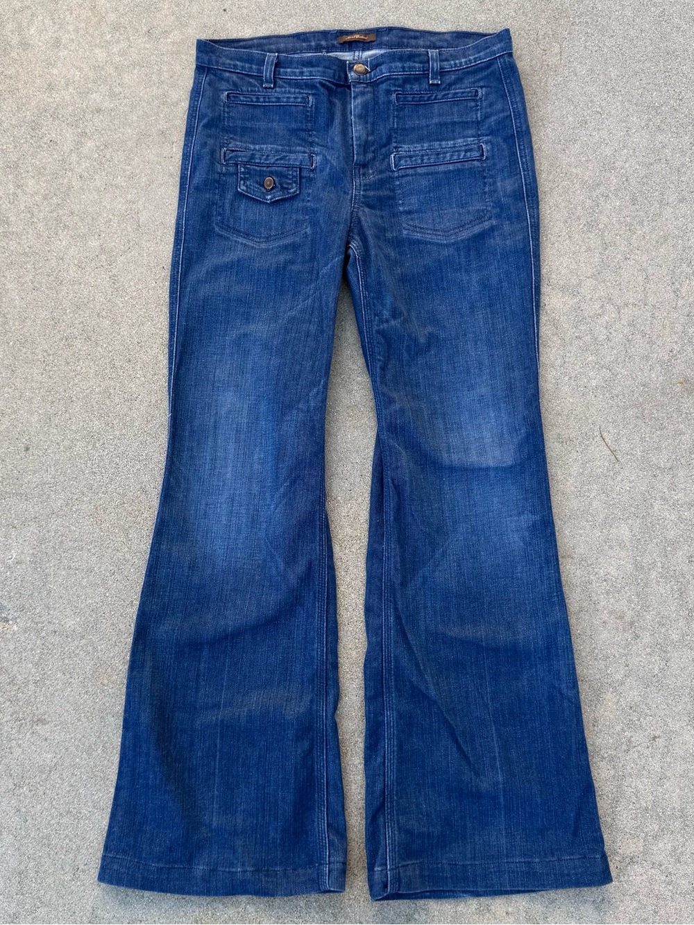 7 For All Mankind 7FAM Georgia High Waist Flare Jeans 30 Patch Pocket Dark Wash - Picture 8 of 8